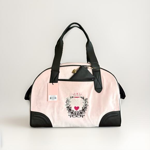 JUICY COUTURE Heritage Weekender Dome Bowler Duffle Bag Charm Velour Crown Crest - Picture 1 of 16